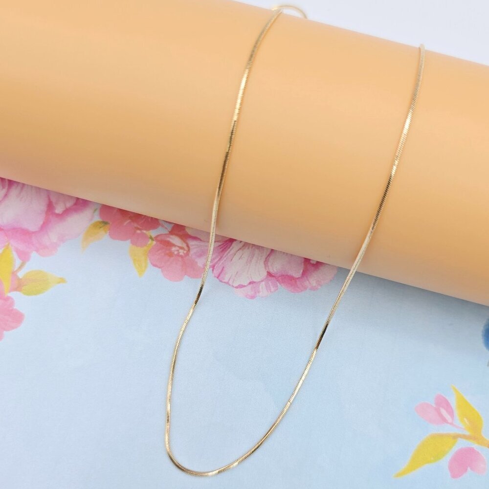 "Rose Gold Flat Snake Chain Necklace | 50cm Elegant Minimal Design, XPNL0115